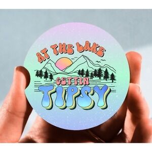 Set of 2 Car Coasters, Lake‎ Gettin Tipsy Car Coaster, Neoprene Car Coaster